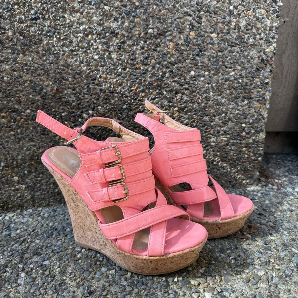 Pink Wedge Sandals